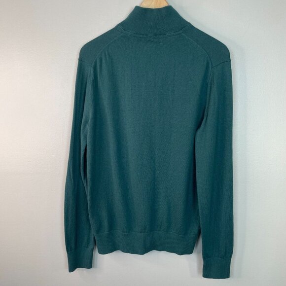 Banana Republic Sweater Medium Green Cotton Cashmere Blend 1/4-Zip Pullover Mens - Picture 4 of 11